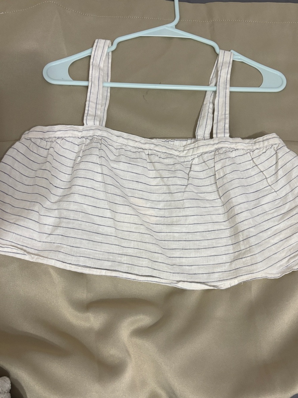 ruby moon White Bandeau Top with Thin Navy Stripes